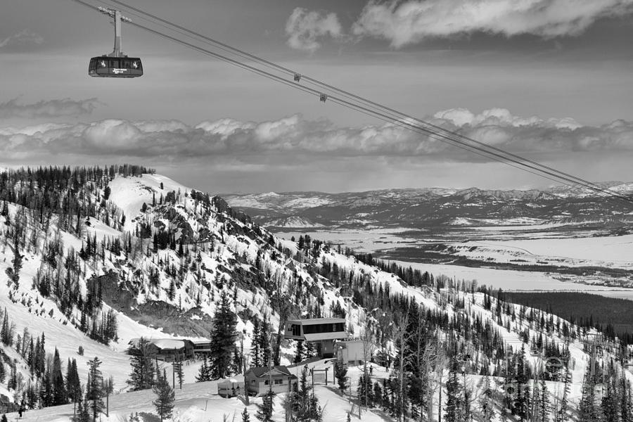 Mountain Photograph - Big Red In The Skies Over Jackson Hole Black And White by Adam Jewell