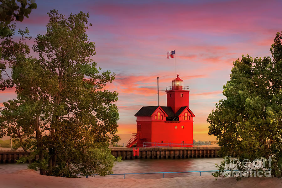Red Lighthouse in Michigan by Liesl Walsh - Pixels