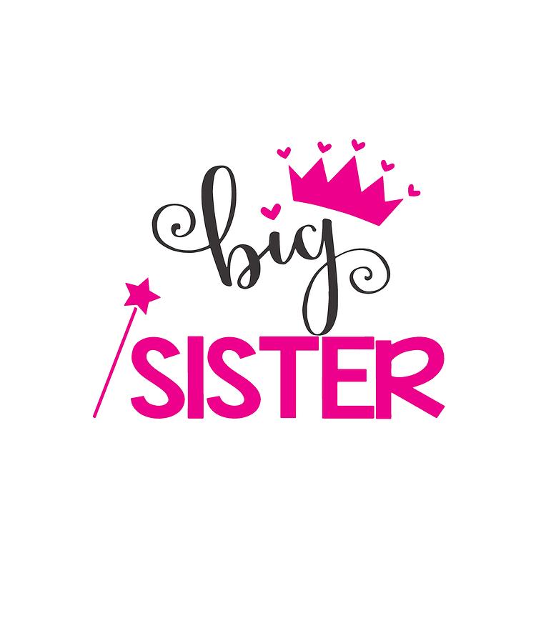 Big Sister Princess Crown Fairy Wand Baby Birth Announcement Sister ...