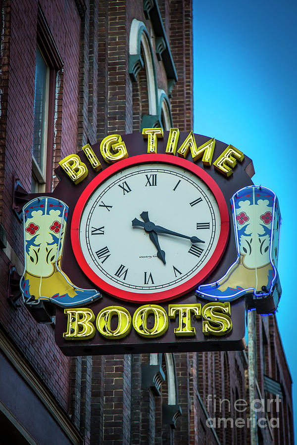 Music Photograph - Big Time Boots Broadway Neon Signage Nashville Tennessee Art by Reid Callaway