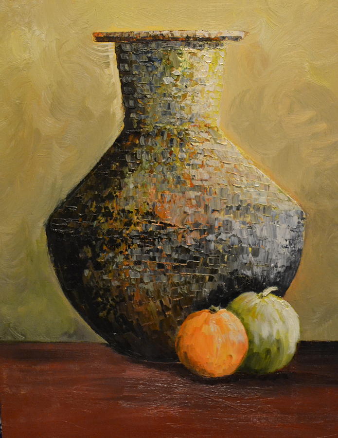 Big Vase and Fruit Painting by Martin Schmidt
