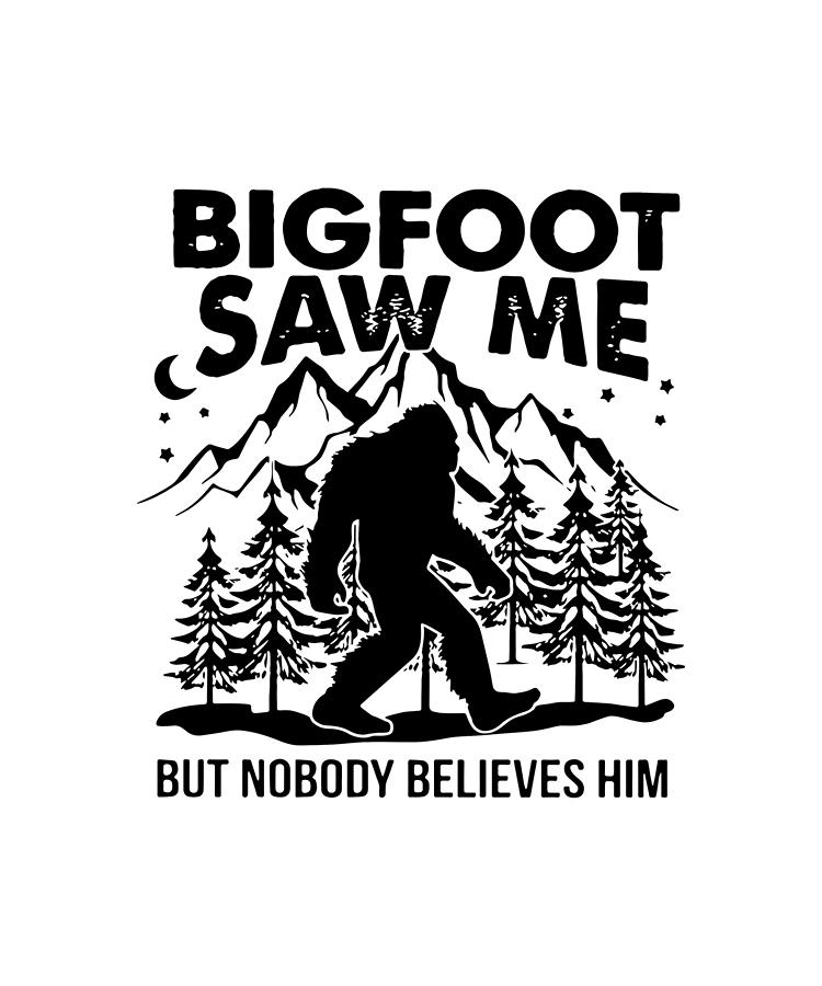 Bigfoot Saw Me but Nobody Believes Him, Sasquatch Silhouette, Woods 4 in 1 Bluetooth  Speaker Can Koozie, White Speaker 