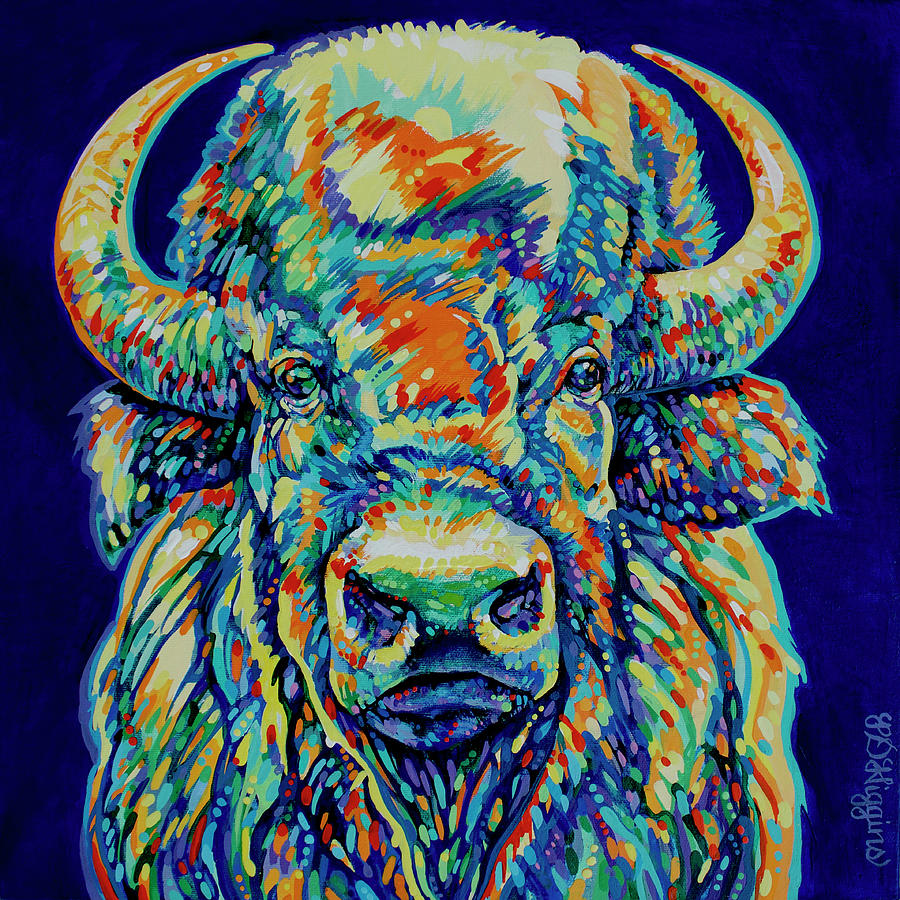 Bighorn Bison Painting by Derrick Higgins