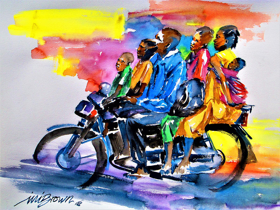 BIKE and PASSENGERS Painting by Ini Brown - Pixels