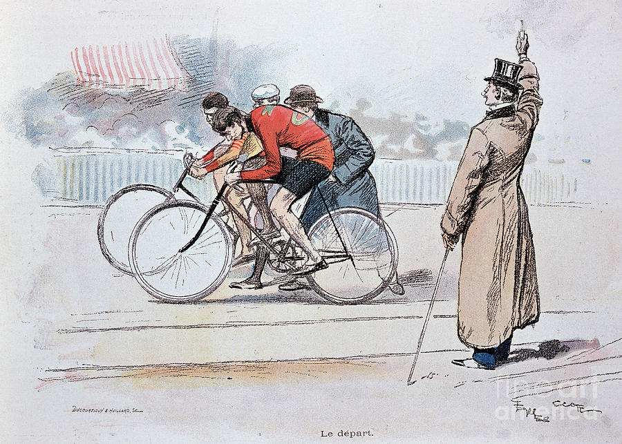 Bike Race: The Start - Drawing By G. Scott, 1930. Drawing by Georges Bertin Scott