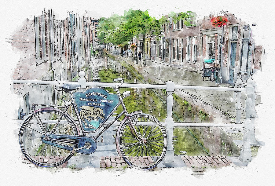 Transportation Digital Art - Bike #watercolor #sketch #bike #bicycle by TintoDesigns