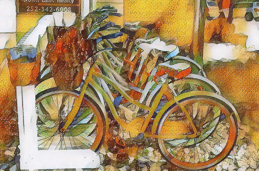 Bike with flowers 2 Painting by Jeelan Clark