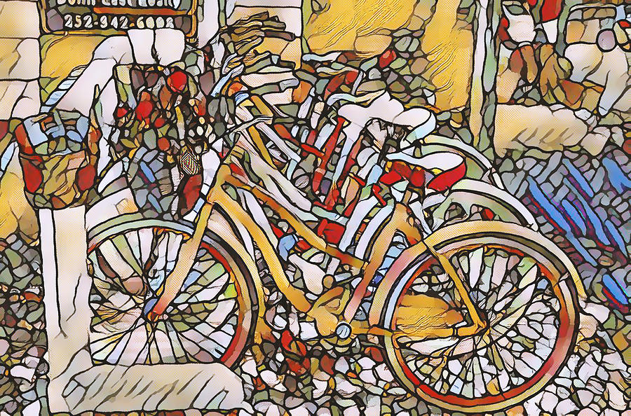 Bike with flowers 3 Painting by Jeelan Clark
