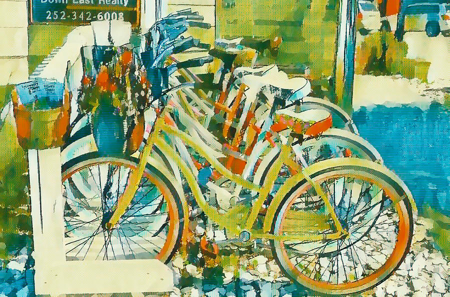Bike with flowers 4 Painting by Jeelan Clark