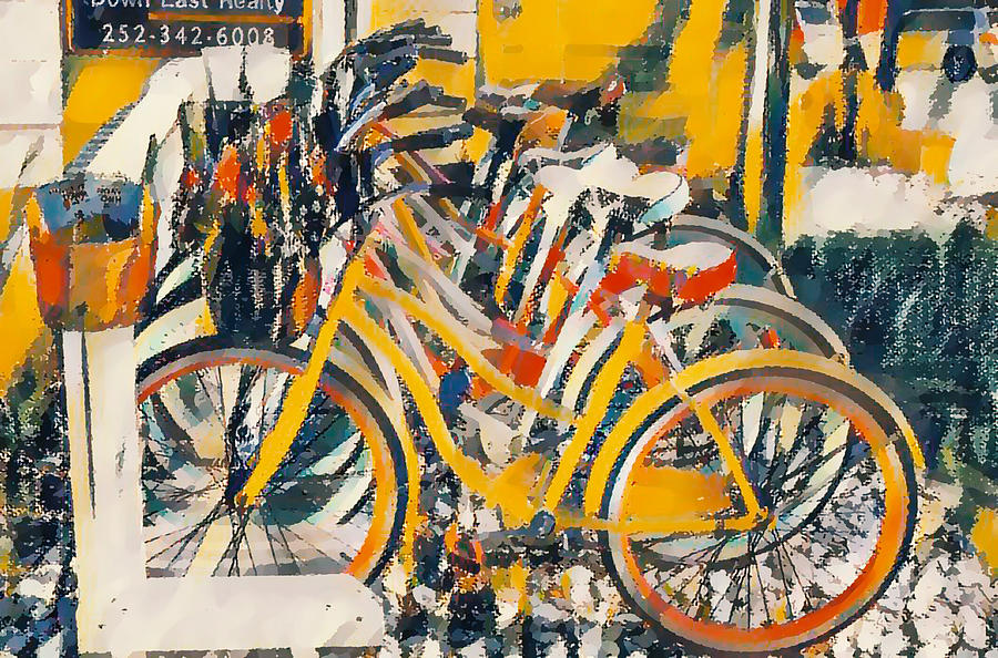 Bike with flowers 5 Painting by Jeelan Clark