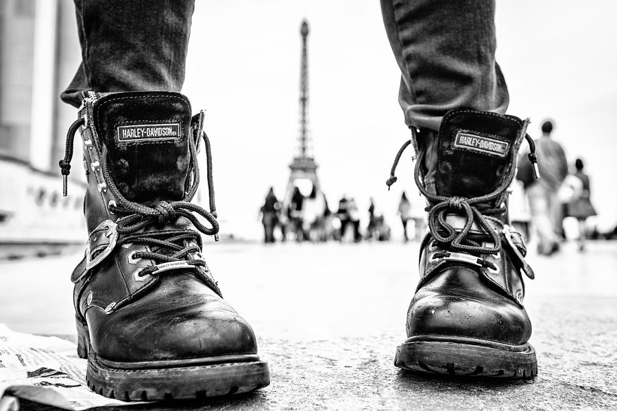 Eiffel Tower Photograph - Biker Boots In Paris by Mike Franks