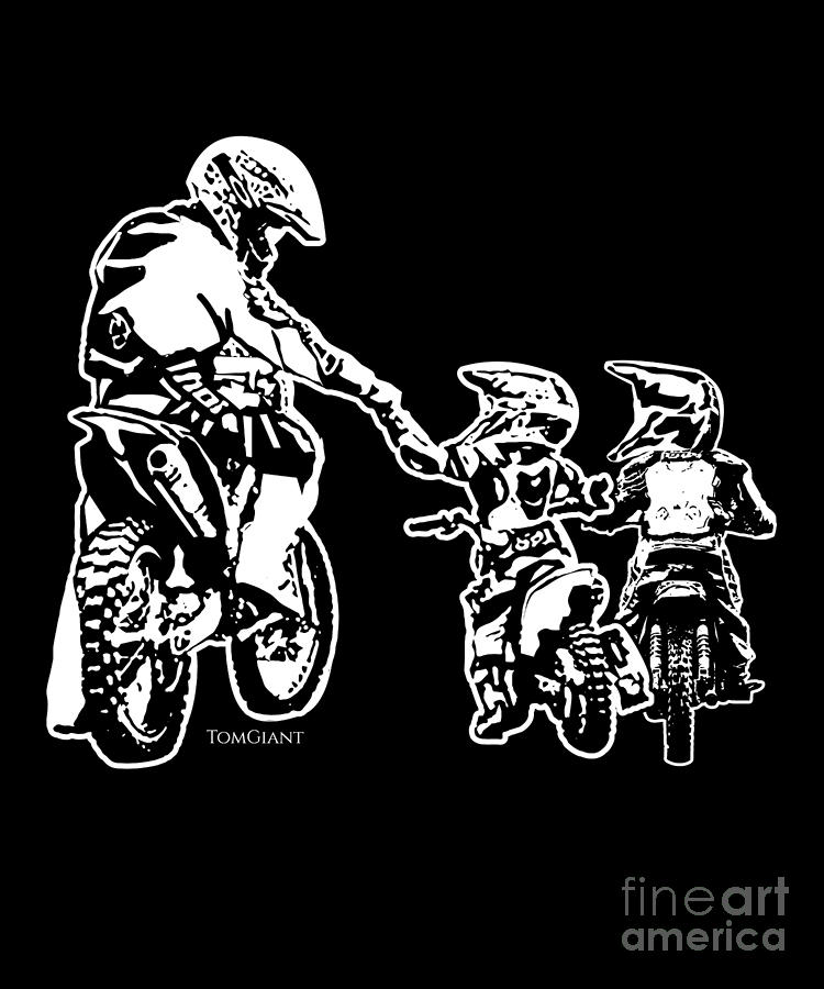 Motorcycle Fmx Motocross Biker Dad And Kids Dirt Bike ...