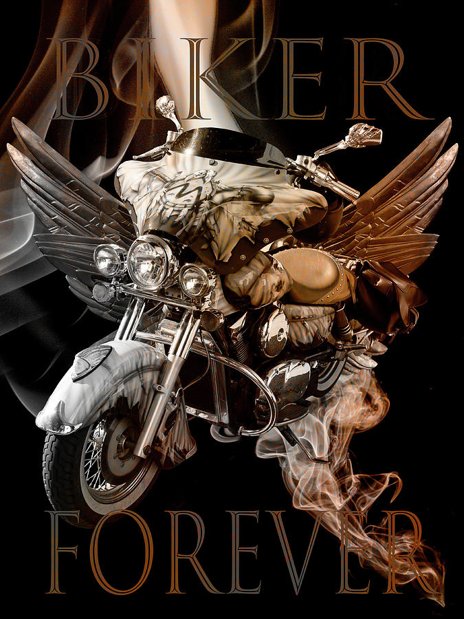 Biker Forever in Vintage Tones Digital Art by Debra and Dave Vanderlaan