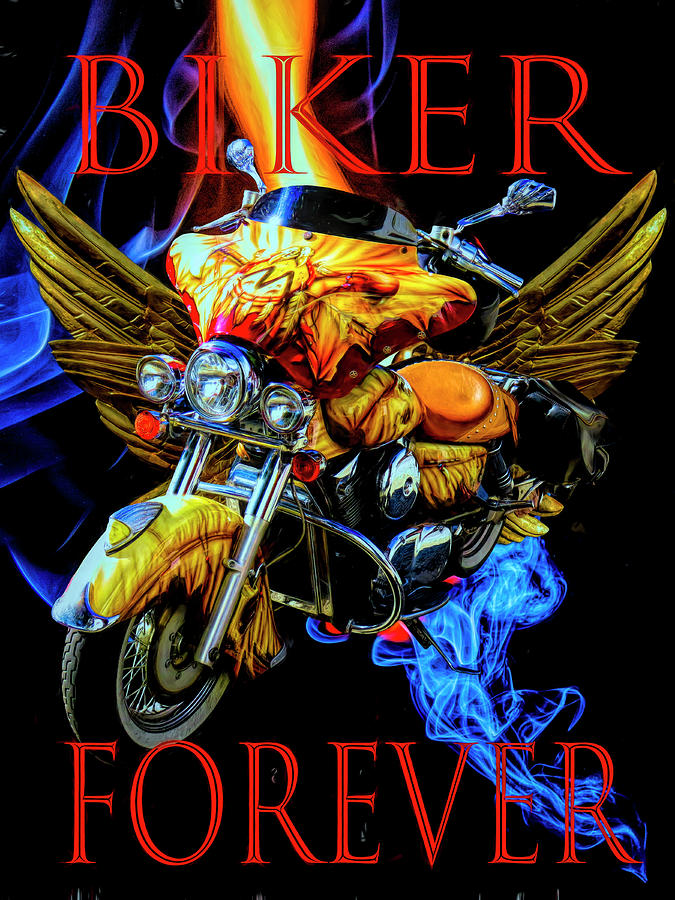 Biker Forever Painting Digital Art by Debra and Dave Vanderlaan