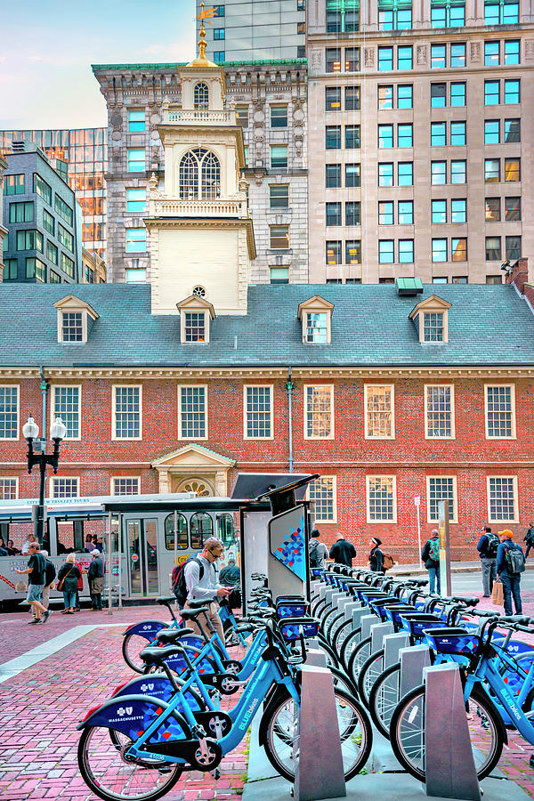 Bikes & Old State House, Boston, Ma Digital Art by Laura Zeid