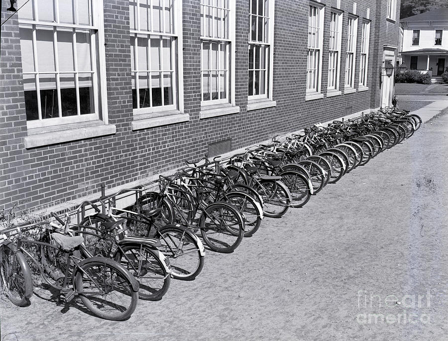 Bikes On Bike Rack Photograph by Bettmann
