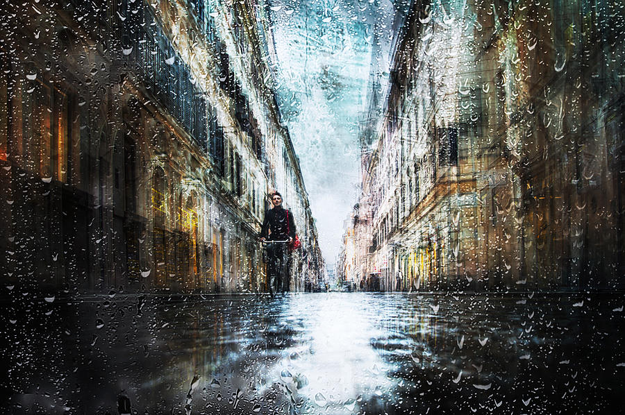 Biking In The Rain Photograph by Nicodemo Quaglia