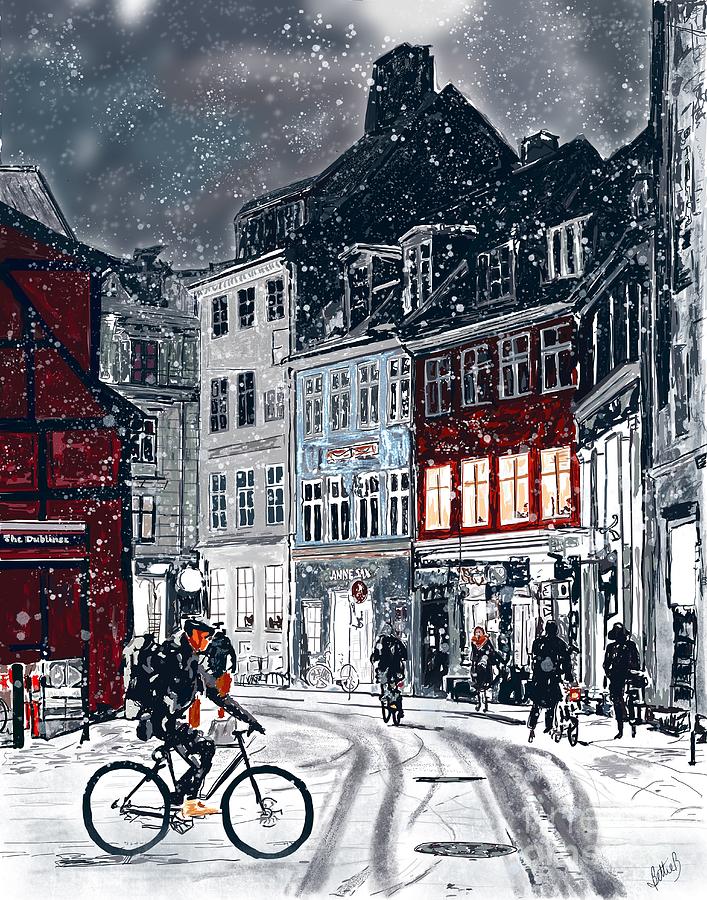 Biking Through Snow Digital Art