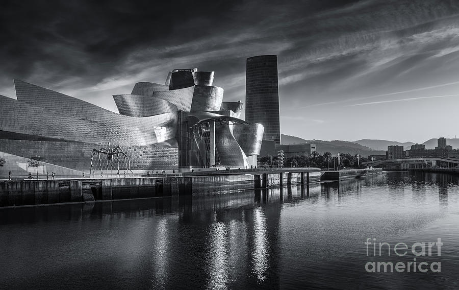 Bilbao Citscape, Monochrome Photograph by Philip Preston