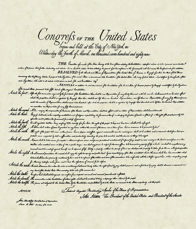 Bill Of Rights Document Painting by James Madison - Pixels