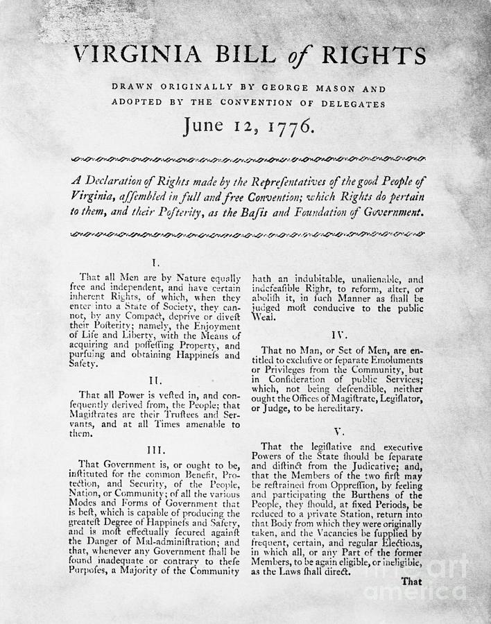 Bill Of Rights Of The State Of Virginia Photograph by Bettmann