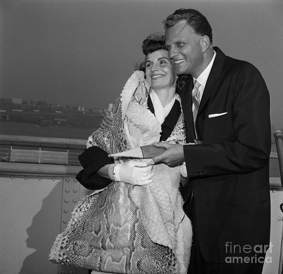 Billy Graham Hugging Wife On Ship Deck Photograph by Bettmann