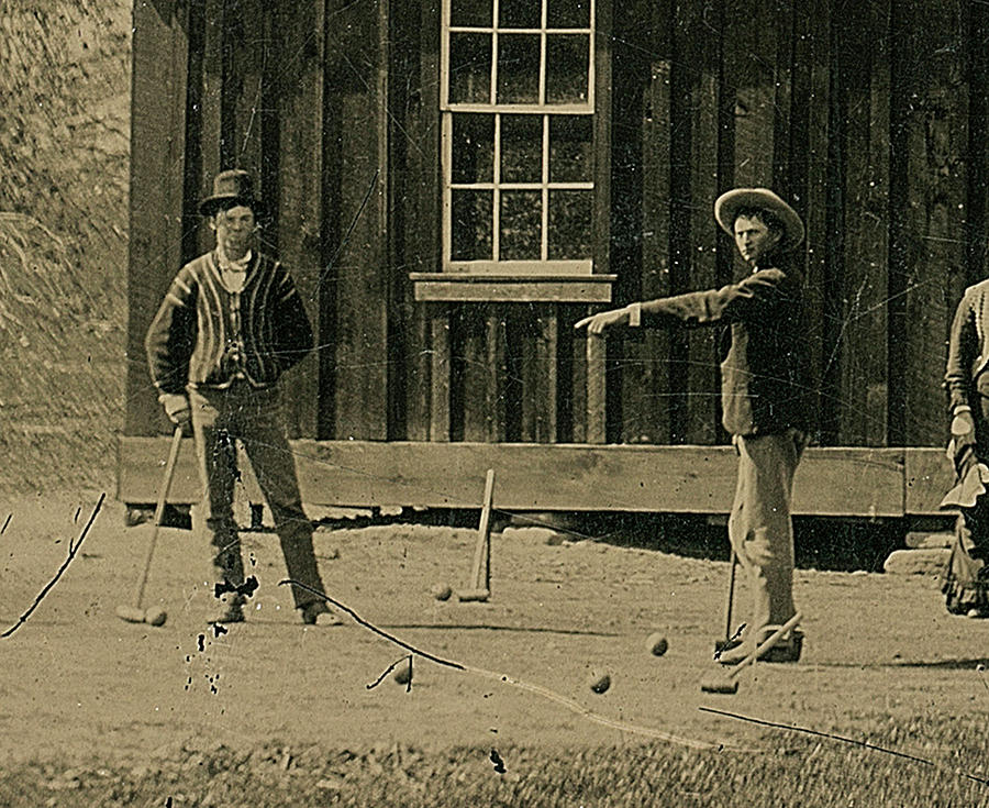 Billy The Kid Painting - Billy the Kid, playing croquet in New Mexico, 1878 by American School