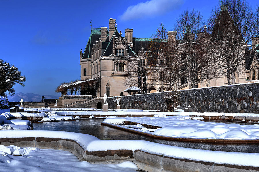 Biltmore Itailian Gardens Covered In Snow Photograph
