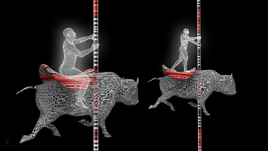 Carousel Digital Art - Binary Carousel by Carmen Hathaway Carousel Digital Art - Binary Carousel by Carmen Hathaway