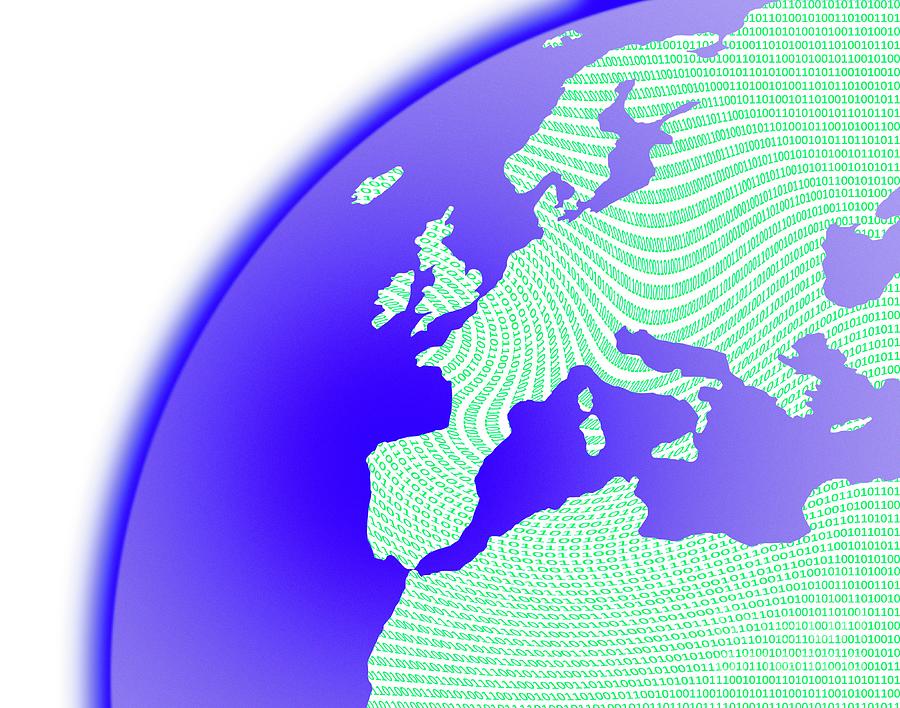 Binary Code On A Map Of Europe Photograph by Victor De Schwanberg/science Photo Library