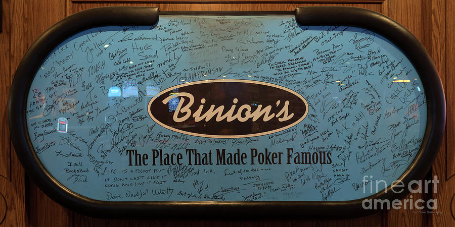 Binions Signed WSOP Poker Table by Famous Poker Players 2 to 1 Ratio Photograph by Aloha Art