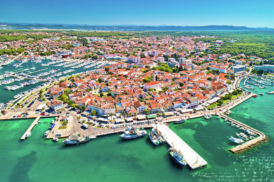 Biograd na Moru historic coastal town aerial view Photograph by Brch Photography