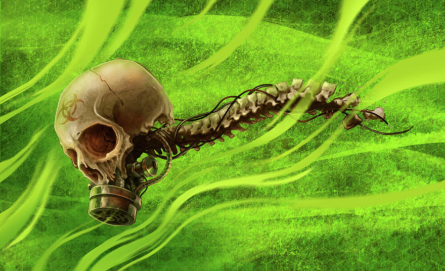 Skull Digital Art - Biohazard by Flyland Designs