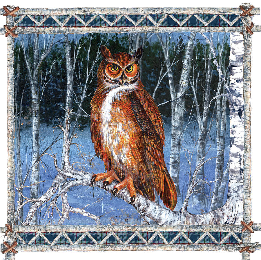 Animal Digital Art - Birch Background-owl-frame by Sher Sester