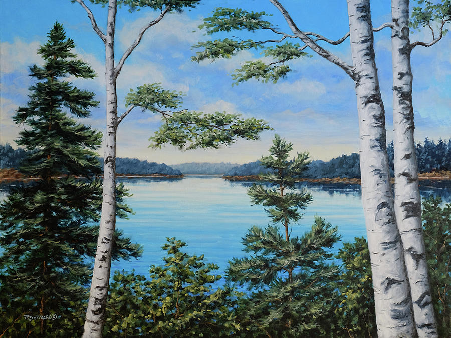 Birch Lake Painting by Richard De Wolfe