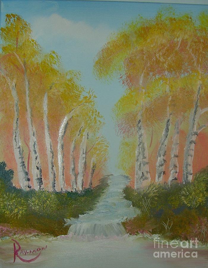 Birch Stream - 031 Painting by Raymond G Deegan