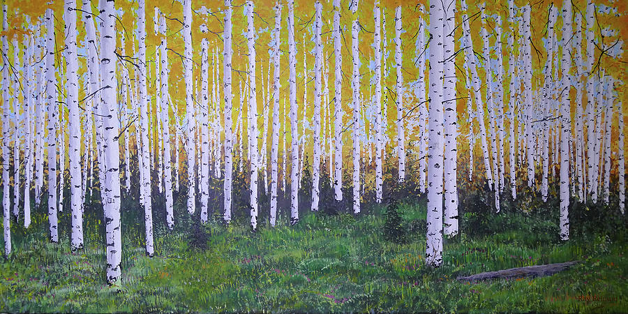 Birch Trees in the Forest in Elk County Painting by Christopher Shellhammer