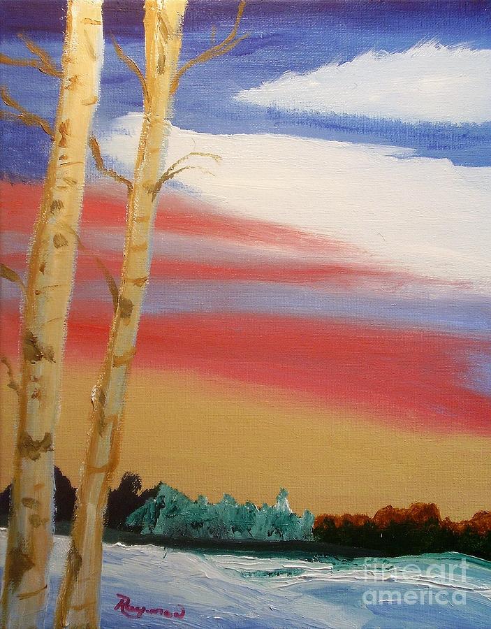 Birch trees - 097 Painting by Raymond G Deegan