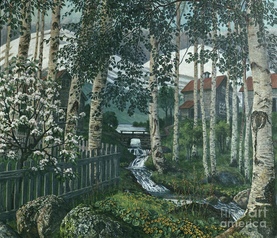 Birch Trees By Nikolai Astrup Painting by Nikolai Astrup