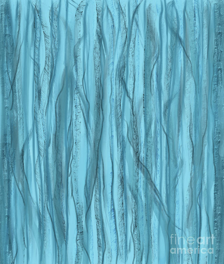 Birch Trees in Blue Light Digital Art by Annette M Stevenson