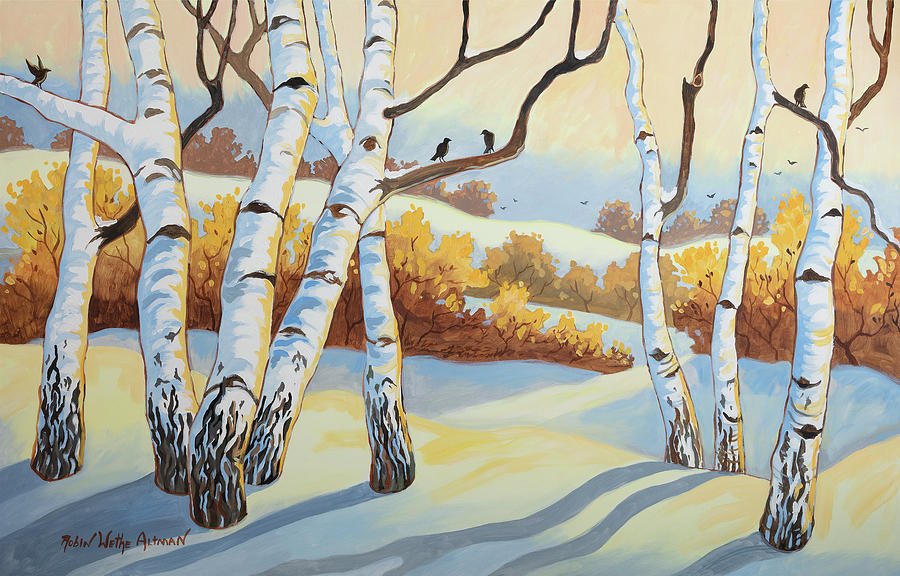 Birch Trees In The Snow Digital Art