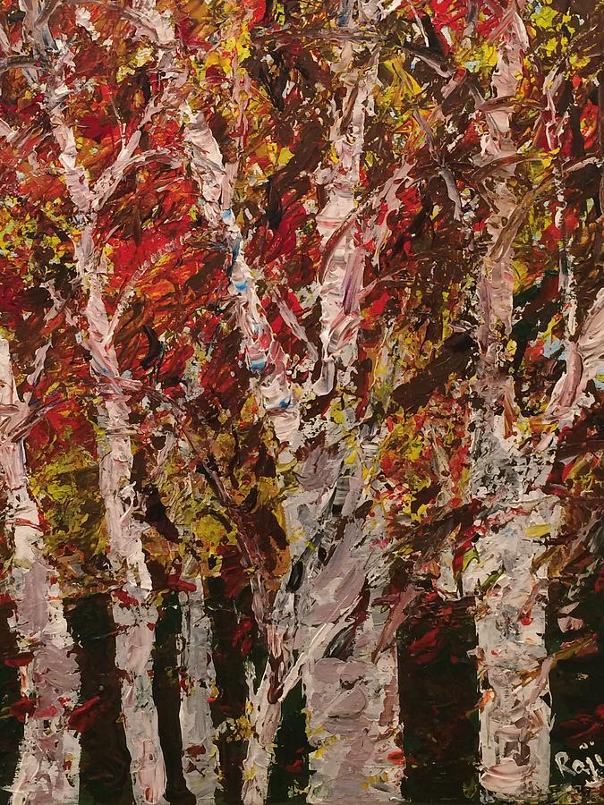 Birch Trees Painting by Raji Musinipally