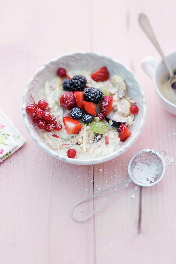 Bircher Muesli With Icing Sugar Photograph by Michael Wissing