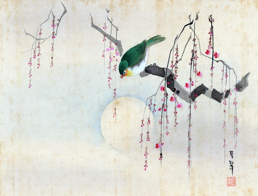 Bird and Moon Painting by Hotei