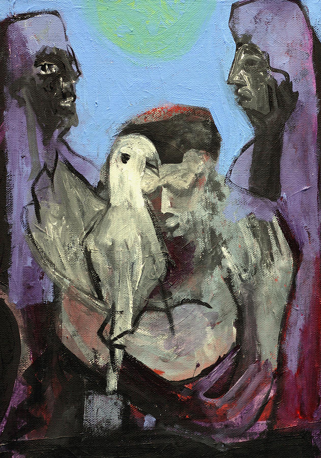 Bird and Purple People Painting by Edgeworth Johnstone