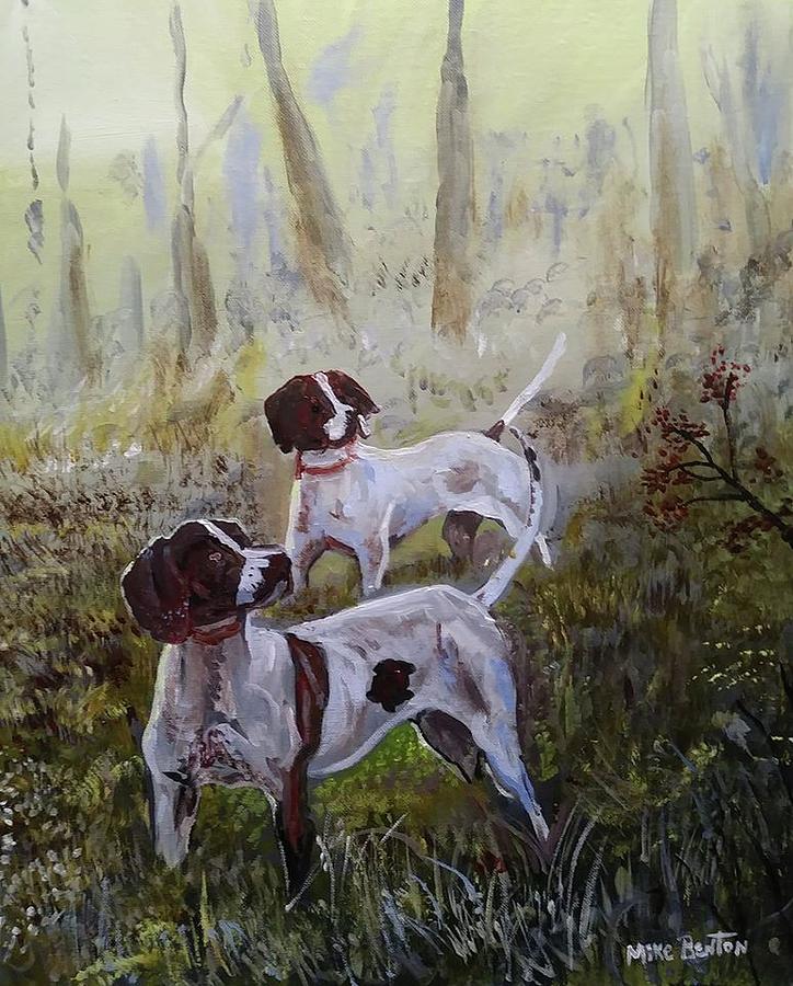 Bird Dogs Painting by Mike Benton