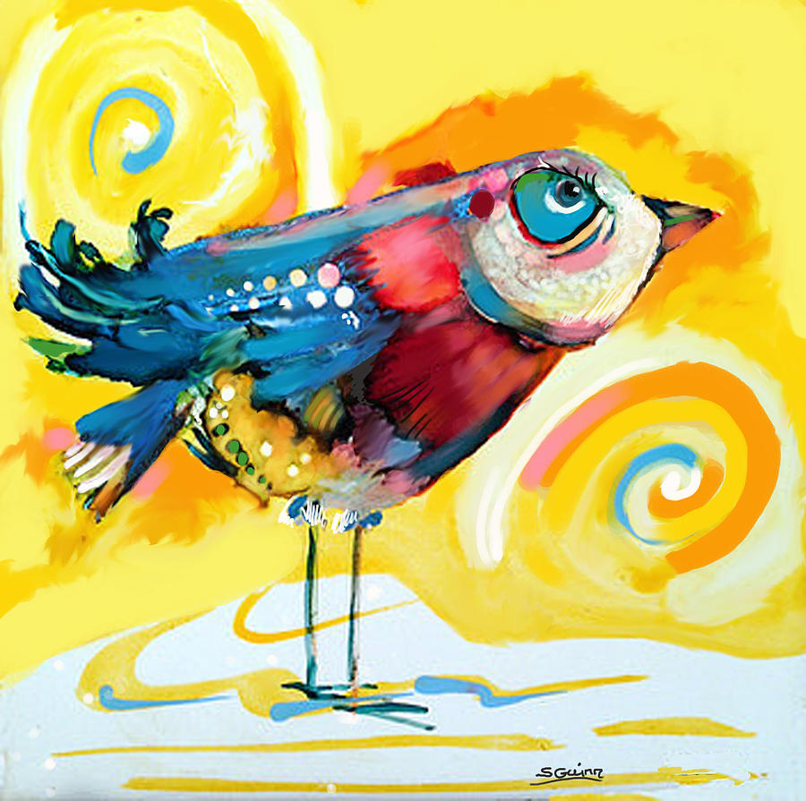 Bird Painting - Bird In Blue by Shane Guinn