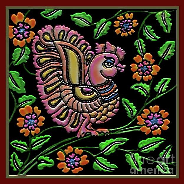 Bird-Kalamkari Style Digital Art by Latha Gokuldas Panicker