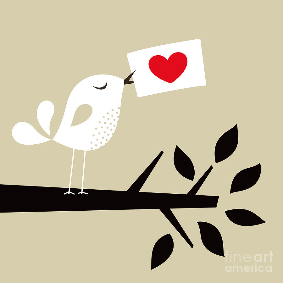 Love Digital Art - Bird Love Card by Vector-rgb Love Digital Art - Bird Love Card by Vector-rgb