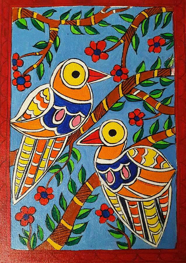 Bird Love Painting by Veena Vyas - Fine Art America